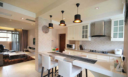 装修的开放式厨房