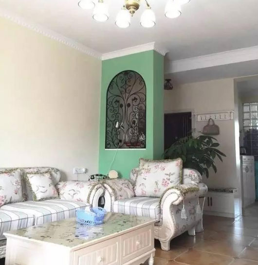 绿色隔断墙,电视背景墙