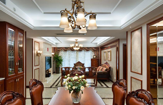 美式风格装修客厅吊顶