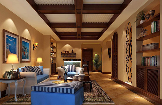 美式风格装修客厅吊顶