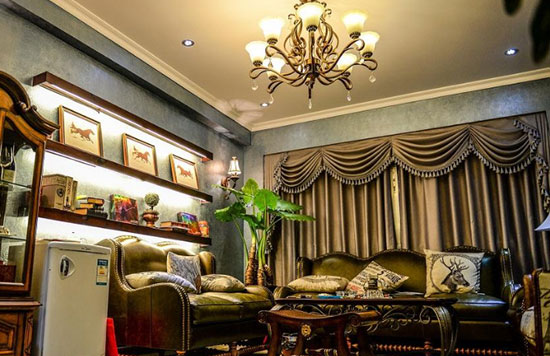 美式风格装修客厅吊顶