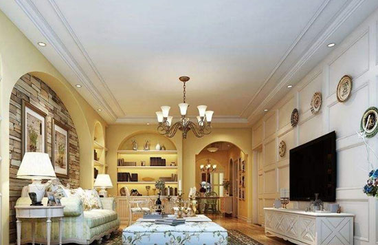 美式风格装修客厅吊顶