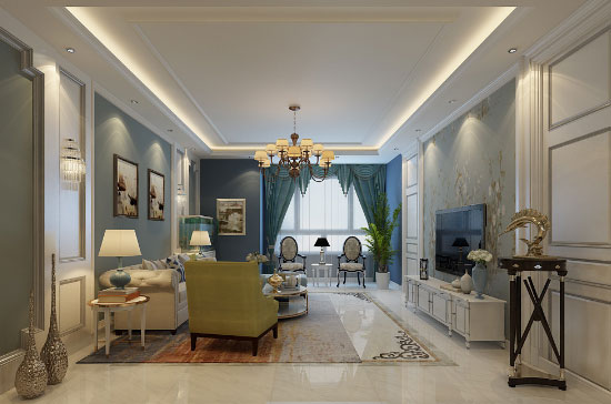 现代美式风格装修效果图,衣帽间、墙纸电视墙,居然还有品酒间!