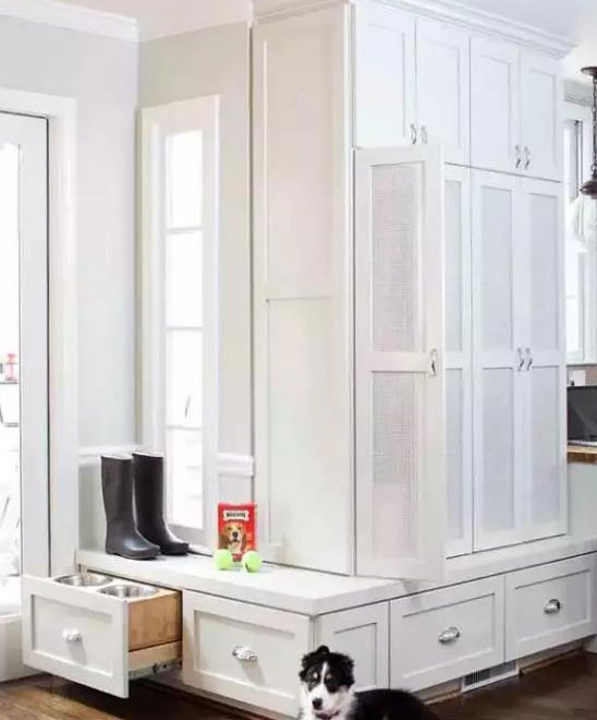 换鞋凳鞋柜一体，这样设计超级实用，10套漂亮的鞋柜装修！