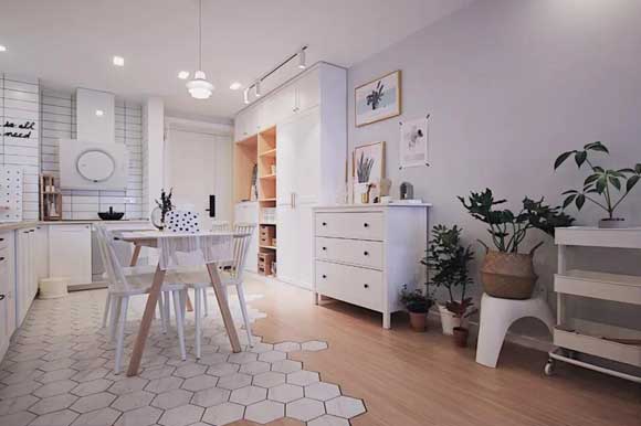 餐厅厨房一体装修案例