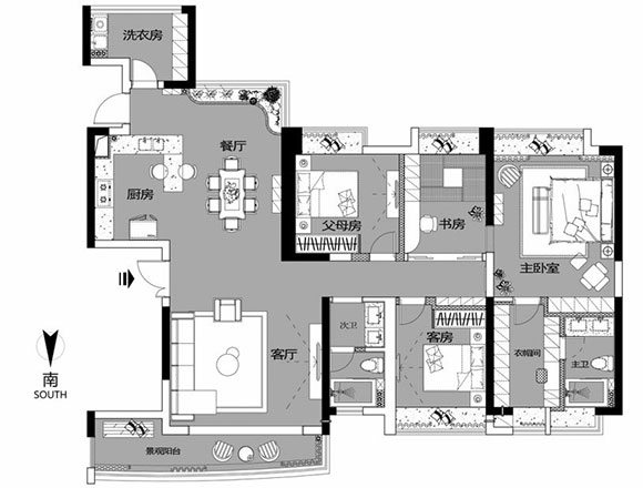 现代风格四居室装修