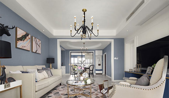现代美式风格大户型装修,餐厅圆形吊顶特漂亮,全屋真好看!