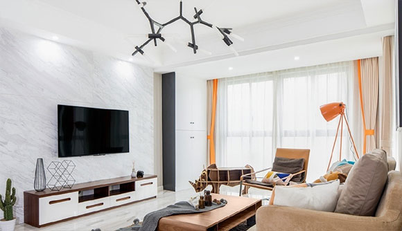 阳台打通装柜子,卧室床头背景墙贴壁纸,设计简约时尚特别养眼!