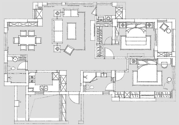 现代风格两房装修