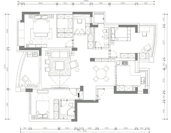 美式风格大三房装修
