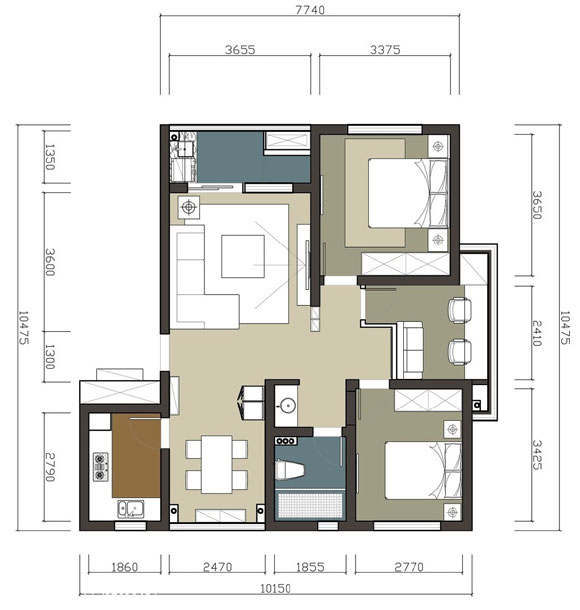现代风格三房装修设计