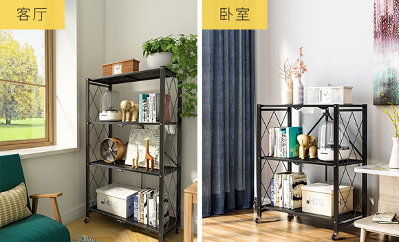 地式多层置物架,免安装可折叠置物架,烤箱收纳架,微波炉收纳架,置物架