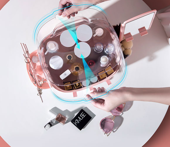 简特网红防尘化妆品收纳盒，护肤品桌面/梳妆台置物架！