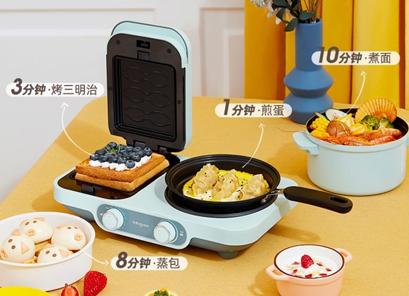 东菱三明治多功能早餐机/小型华夫饼机网红轻食机