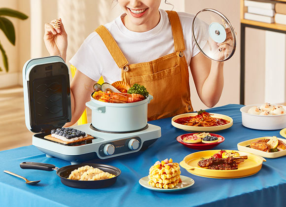 东菱三明治多功能早餐机/小型华夫饼机网红轻食机