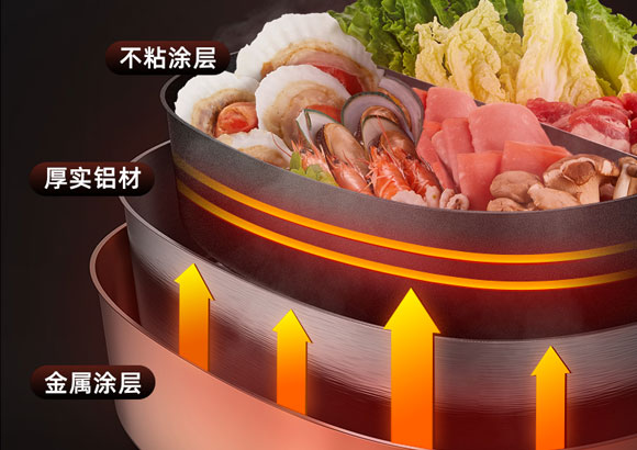 小熊无极调温多功能鸳鸯电火火锅