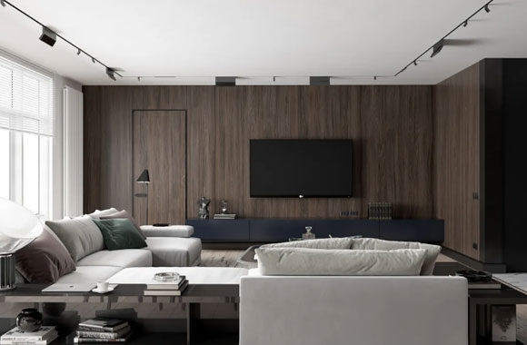 16套客厅装修设计方案，背景墙装木质集成板材，特别上档次！
