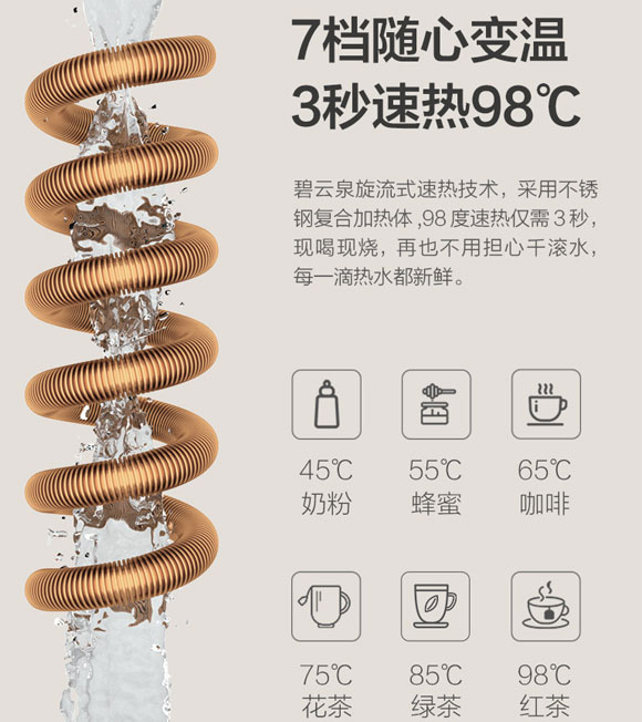 碧云泉G3台式RO反渗透净水器，加热过滤一体直饮饮水机