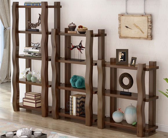 茗馨简易现代简约落地式实木书架书柜组合置物架