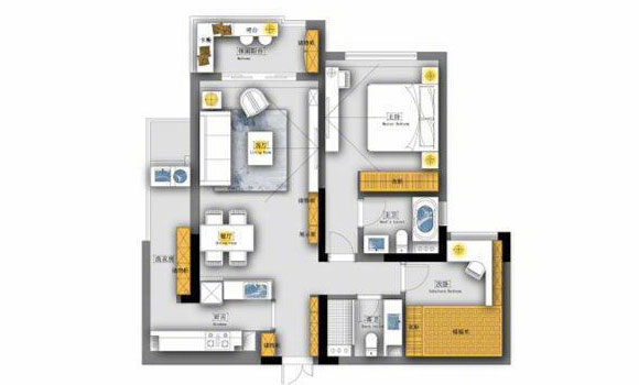 现代北欧风两房装修设计