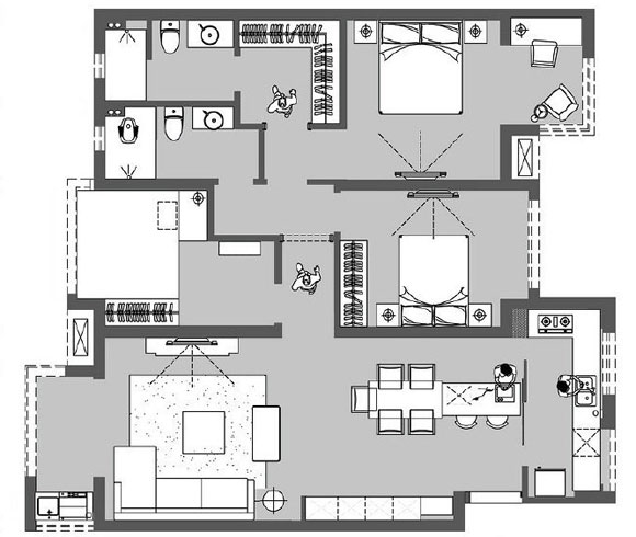 轻奢风三居室装修