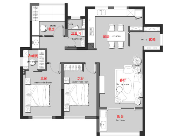 三房两厅装修设计