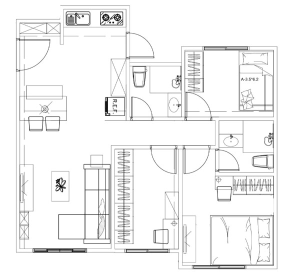 简约风格3房2卫装修设计